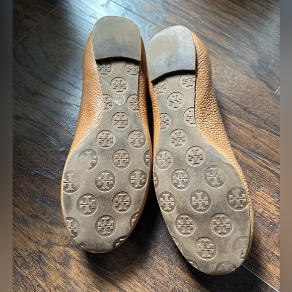 Tory Burch Reva Tumbled Leather Ballet Flats Brown Tan Womens Size 8 - Picture 2 of 2